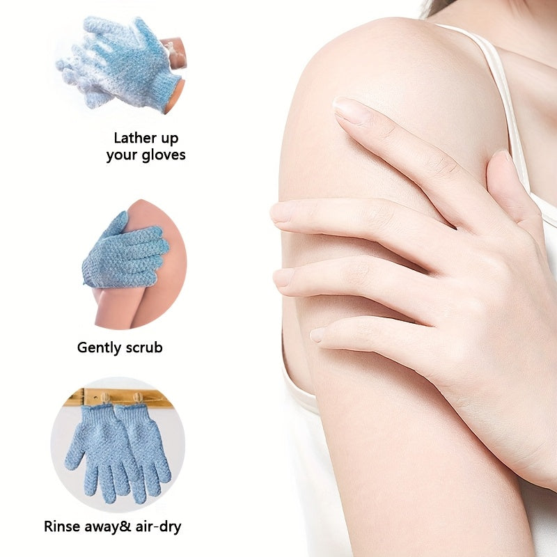 10pcs Bohemian Style Exfoliating Bath Gloves, Polyester Blend, Fade Resistant, Coastal Theme, Knit Fabric Weaving, 486gsm, for Shower, Spa, Massage, Body Scrub, Dead Skin Removal, Random Color Selectio