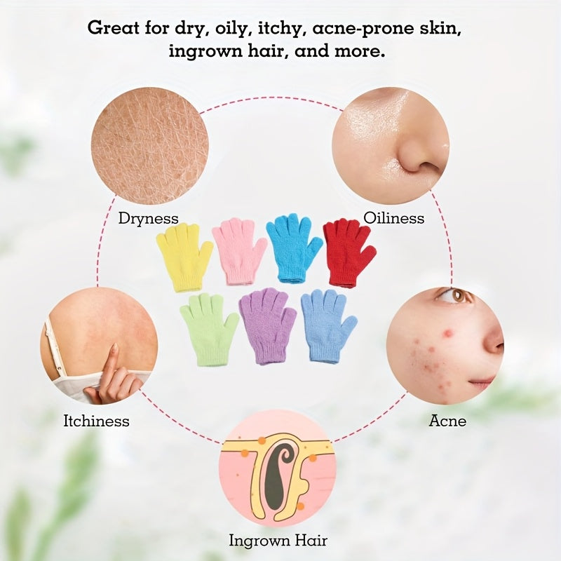 10pcs Bohemian Style Exfoliating Bath Gloves, Polyester Blend, Fade Resistant, Coastal Theme, Knit Fabric Weaving, 486gsm, for Shower, Spa, Massage, Body Scrub, Dead Skin Removal, Random Color Selectio