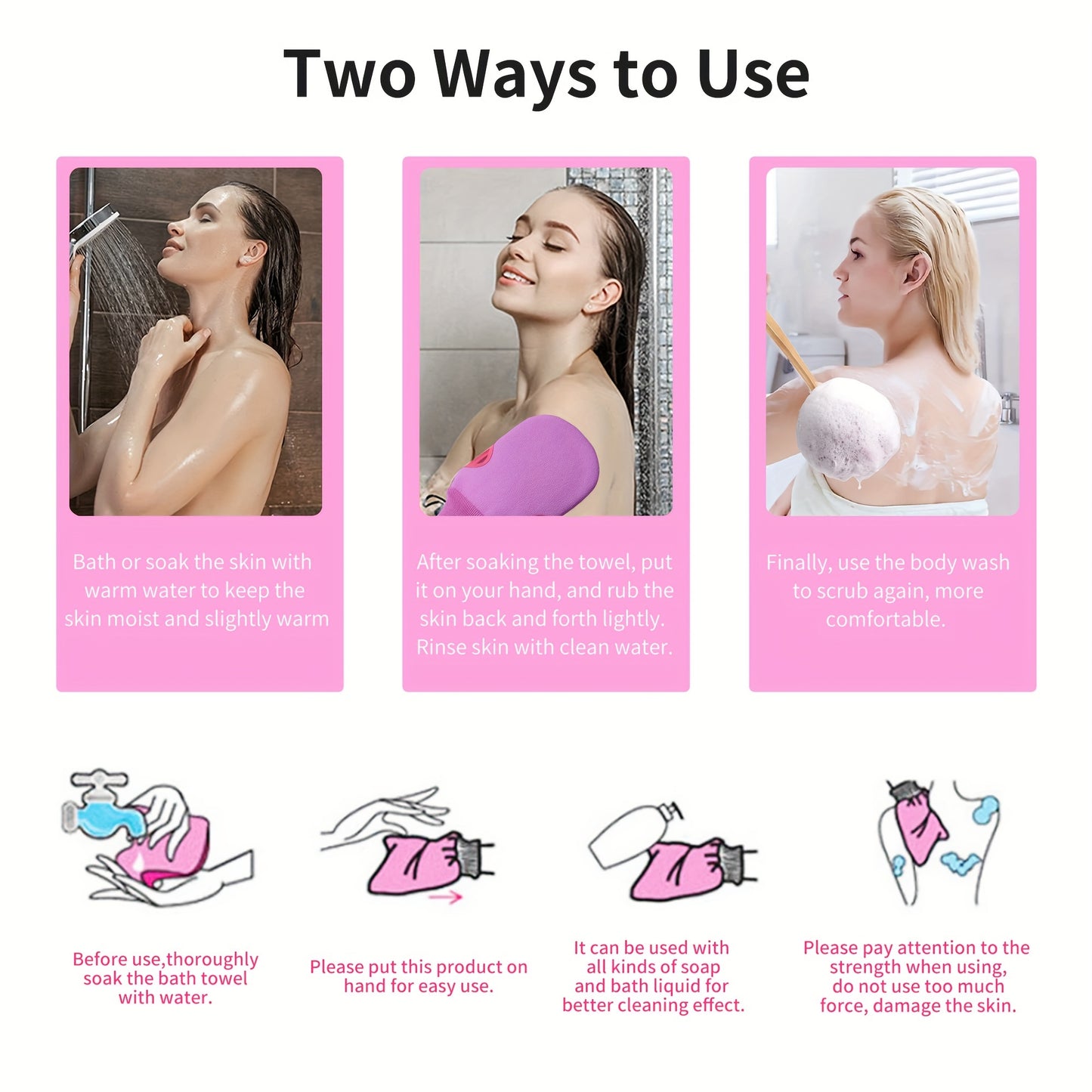 2pcs Exfoliating Bath Gloves, Thickened Scrubbing Hand Towels for Gentle Light Beige Care, Unisex Shower and Bathing Mitts