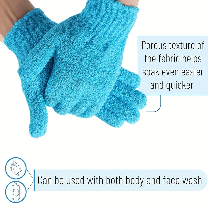 10pcs Bohemian Style Exfoliating Bath Gloves, Polyester Blend, Fade Resistant, Coastal Theme, Knit Fabric Weaving, 486gsm, for Shower, Spa, Massage, Body Scrub, Dead Skin Removal, Random Color Selectio